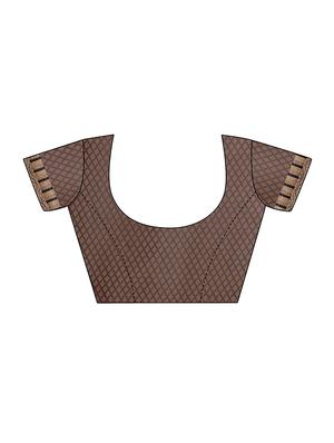 brown georgette printed saree with blouse - 14420569 - Standard Image - 3
