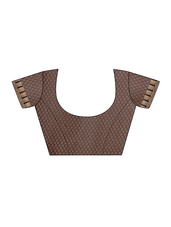 brown georgette printed saree with blouse - 14420569 - Zoom Image - 3
