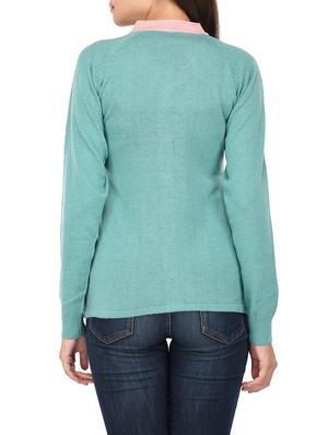 blue woollen cardigan - 14422136 - Standard Image - 3
