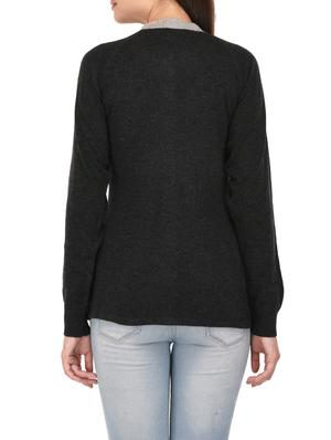 dark grey wool regular cardigan - 14422138 - Standard Image - 3