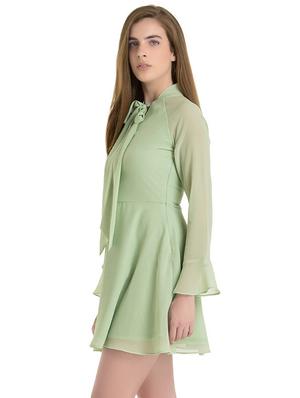 green solid a-line dress - 14422287 - Standard Image - 3