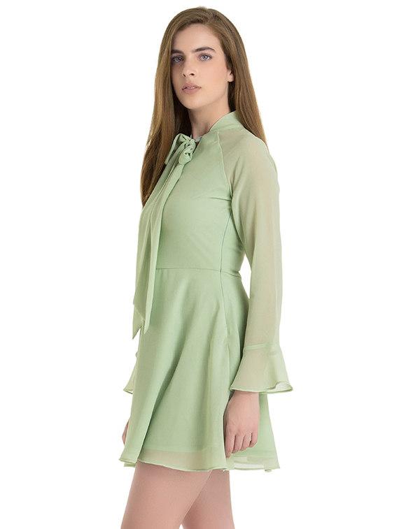green solid a-line dress - 14422287 - Zoom Image - 3