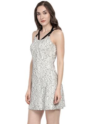 white printed fit & flare dress - 14422300 - Standard Image - 3
