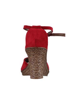 red ankle strap wedge - 14422995 - Standard Image - 3