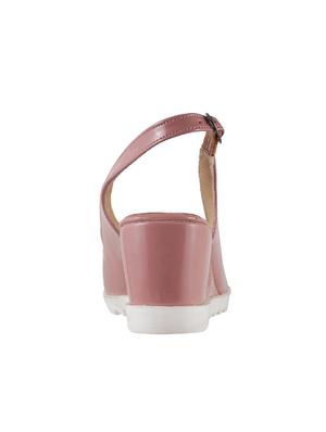 pink pu back strap wedges - 14423099 - Standard Image - 3
