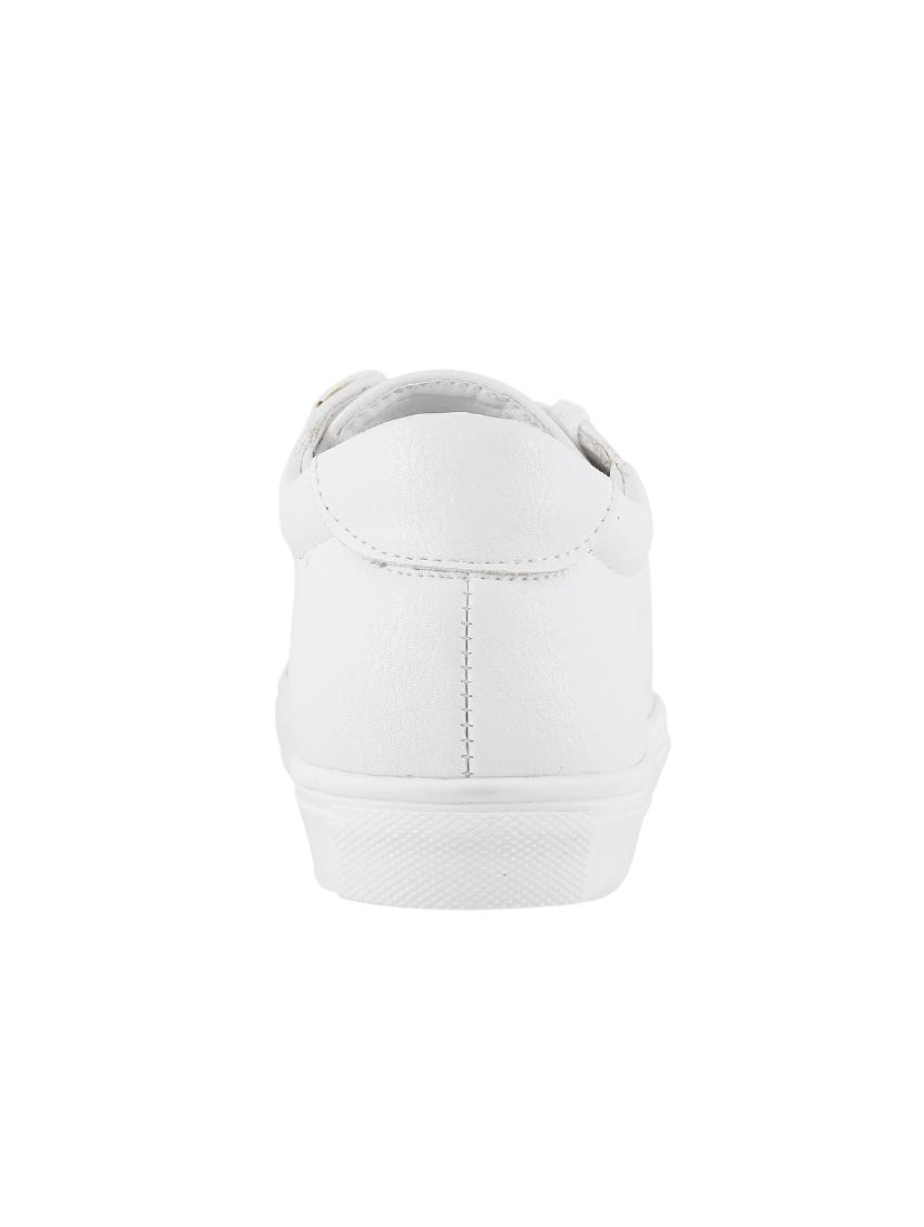 white pu laceup sneakers - 14423297 - Zoom Image - 3