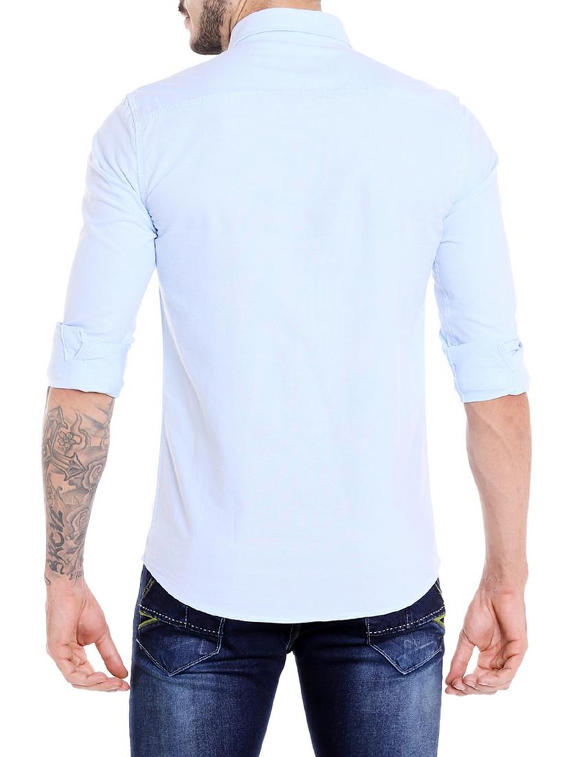 solid light blue cotton casual shirt - 14423852 - Zoom Image - 3