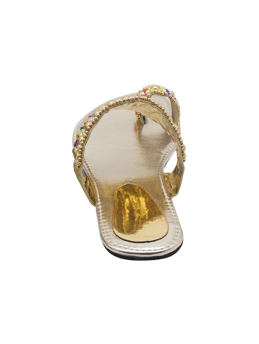 gold leatherette ethnic kolhapuris - 14423963 - Zoom Image - 3