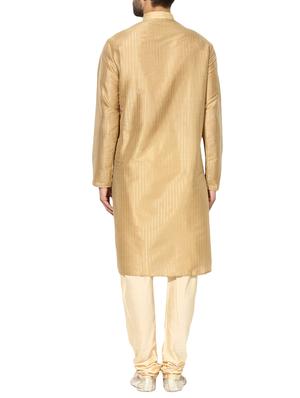 beige dupion long kurta - 14424886 - Standard Image - 3