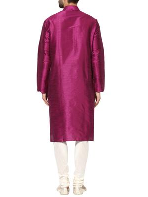 purple dupion long kurta - 14424893 - Standard Image - 3
