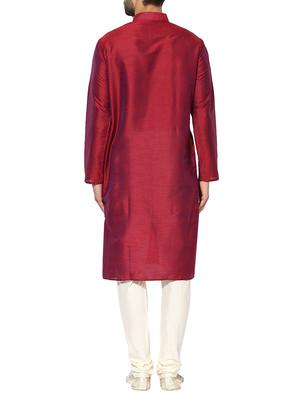 red dupion long kurta - 14424895 - Standard Image - 3