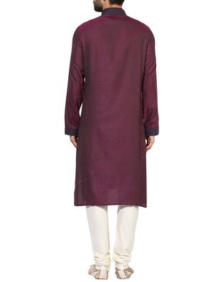 purple dupion long kurta - 14424904 - Standard Image - 3