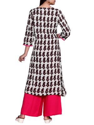 brown rayon high-low kurta - 14427153 - Standard Image - 3