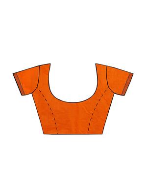 orange embroidered saree with blouse - 14429017 - Standard Image - 3