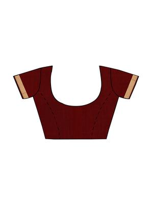 maroon cotton silk bordered saree with blouse - 14429023 - Standard Image - 3