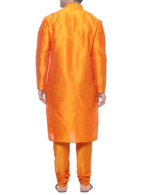 orange silk blend kurta payjama set - 14431421 - Standard Image - 3