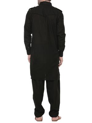 black cotton pathani set - 14431438 - Standard Image - 3