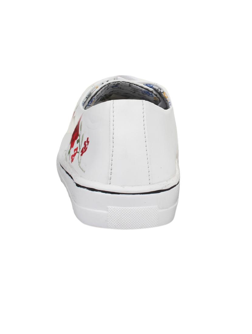 white faux leather laceup sneakers - 14432181 - Zoom Image - 3