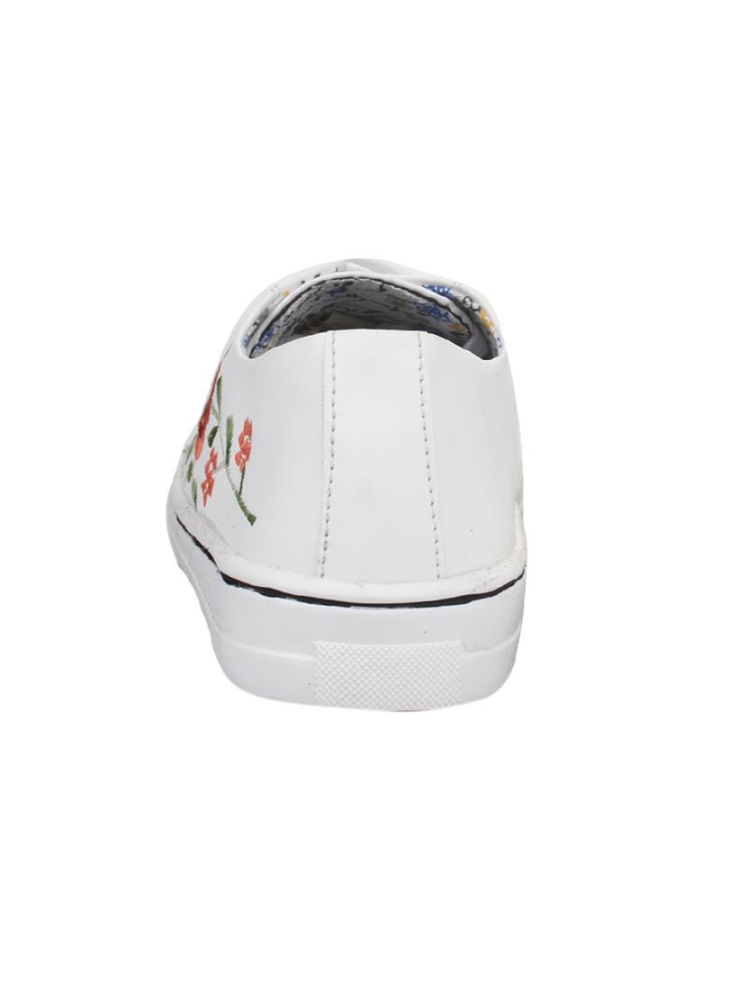 white faux leather laceup sneakers - 14432182 - Zoom Image - 3