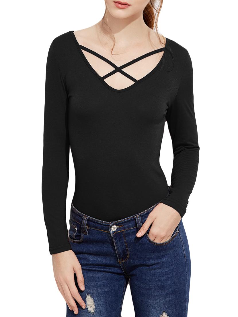 double criss-cross solid bodysuit - 14432379 - Zoom Image - 3