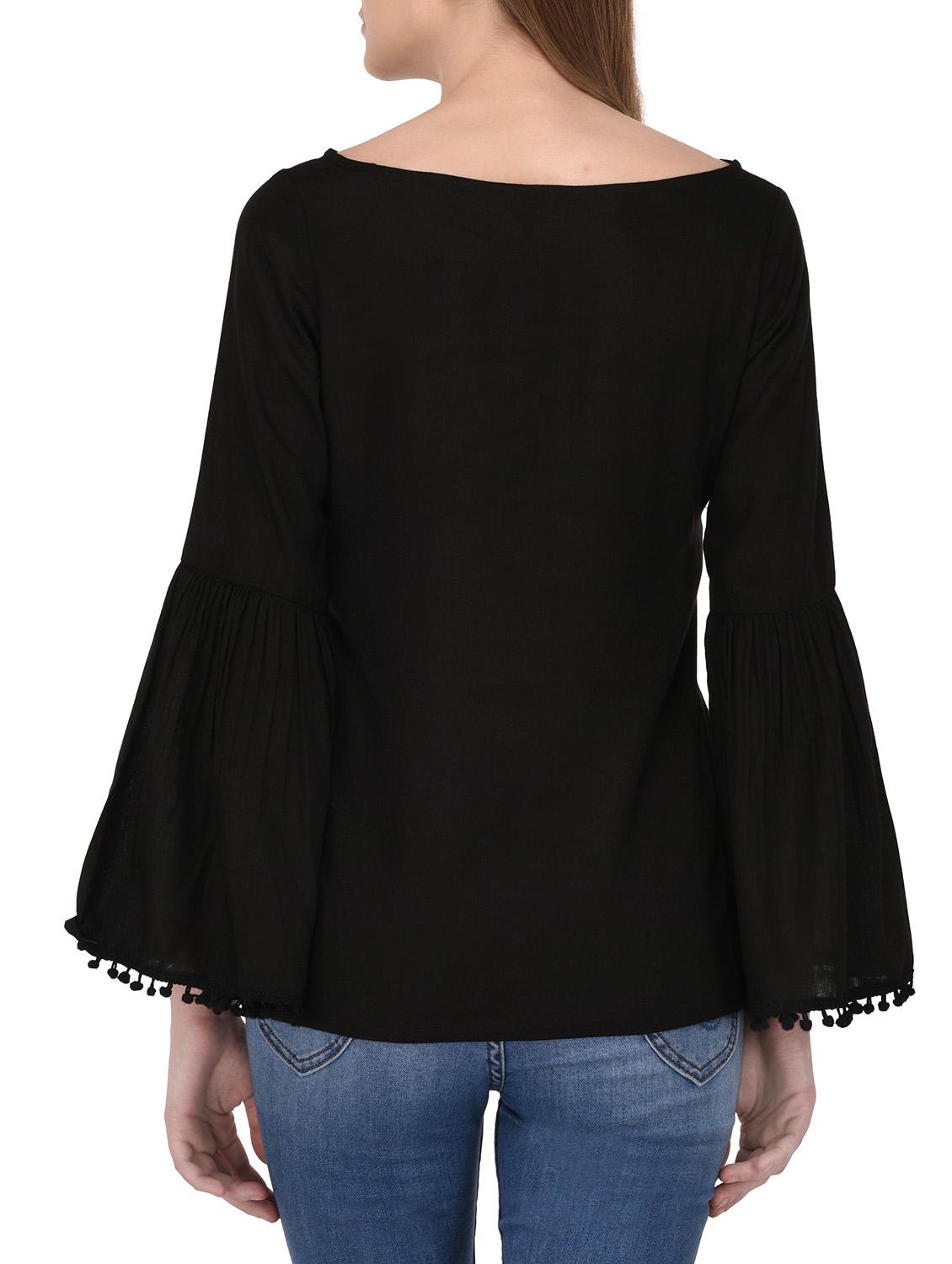 black rayon casual top - 14432501 - Zoom Image - 3