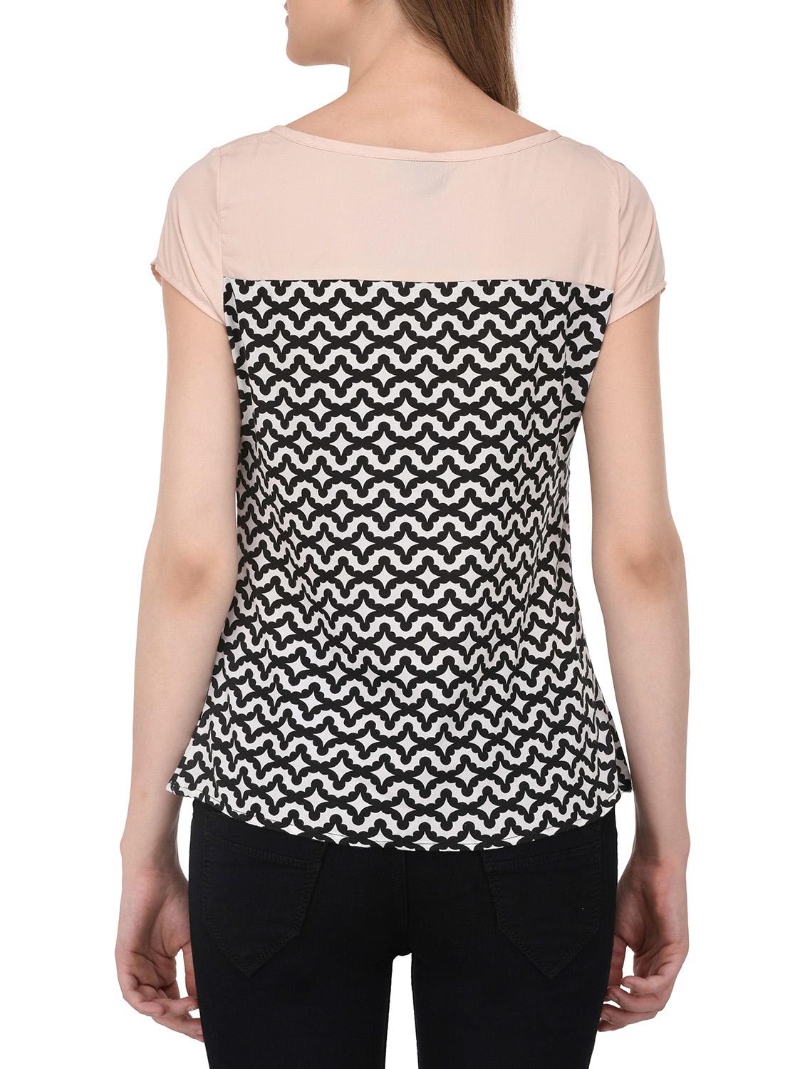 black printed poly crepe top - 14432513 - Zoom Image - 3