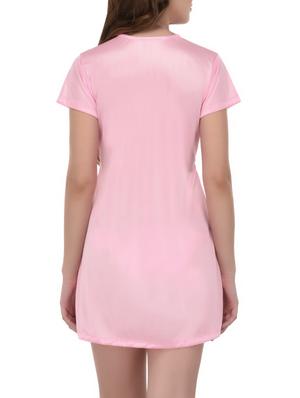 pink solid nightwear set - 14433551 - Standard Image - 3