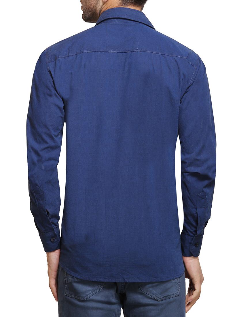blue cotton casual shirt - 14435311 - Zoom Image - 3