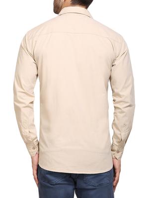 beige cotton casual shirt - 14435312 - Standard Image - 3