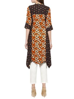 printed asymmetric kurta - 14437547 - Standard Image - 3