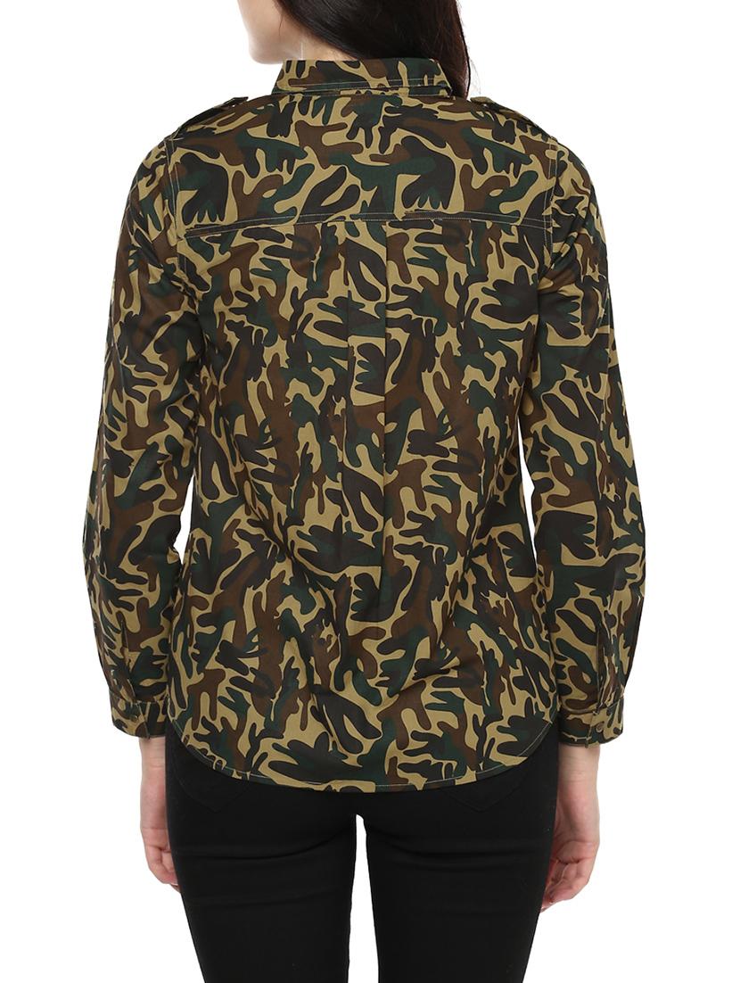 green printed cotton shirt - 14438575 - Zoom Image - 3