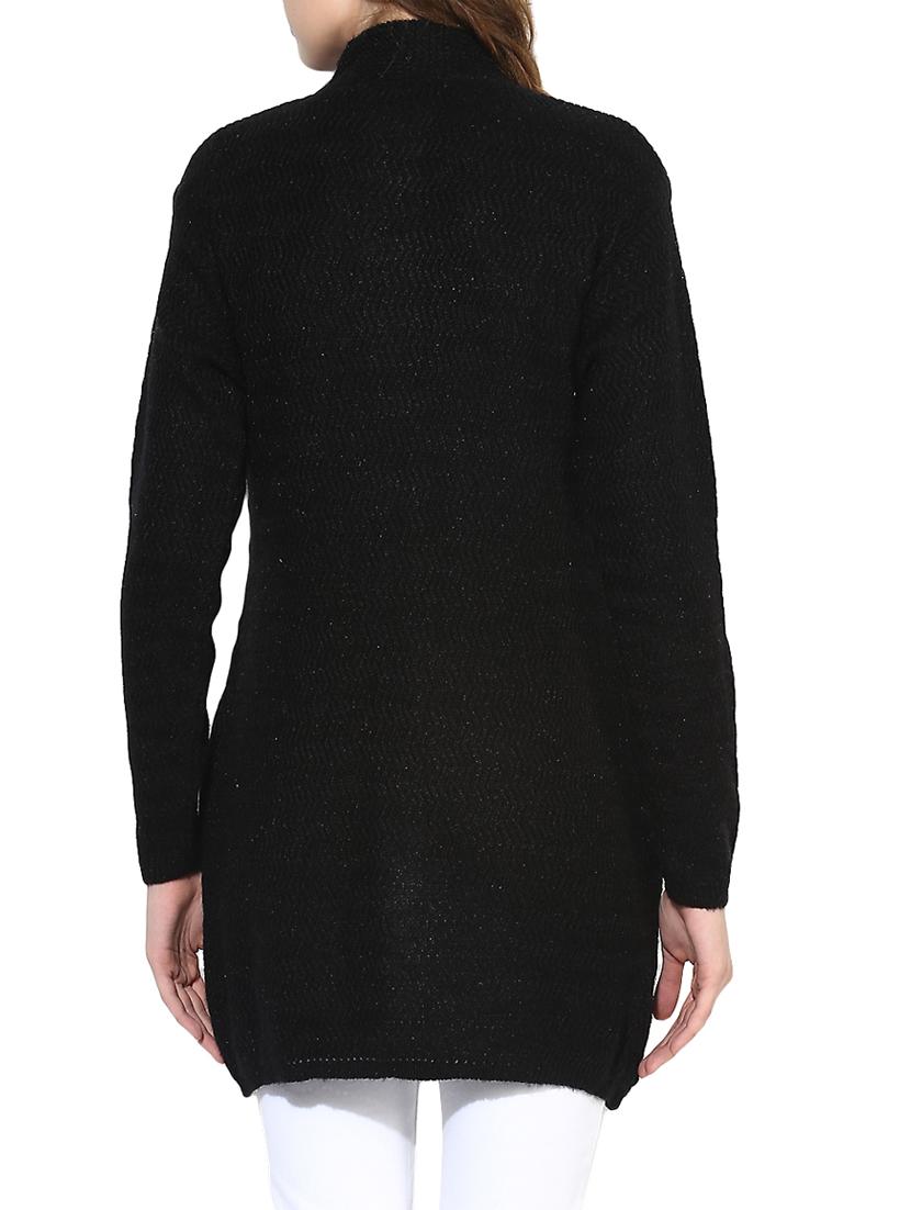 black woolen coatigan cardigan - 14441244 - Zoom Image - 3