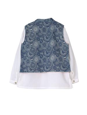 white cotton kurta with reversible jacket - 14450099 - Standard Image - 6