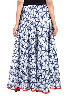 indigo blue cotton a-line skirt - 14450147 - Standard Image - 3