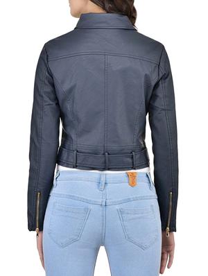 navy blue leatherette jacket - 14453386 - Standard Image - 3