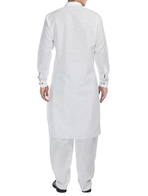white cotton pathani set - 14453495 - Standard Image - 3