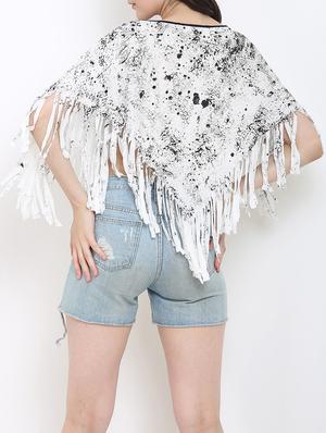 white asymmetrical summer poncho - 14453759 - Standard Image - 3