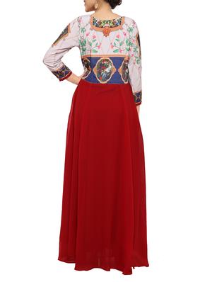red georgette fit & flare gown - 14454227 - Standard Image - 3