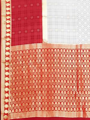 The Chennai Silks red mysore silk saree with blouse - 14454371 - Standard Image - 3