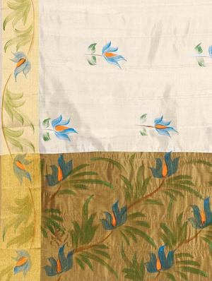 The Chennai Silks cream saree with blouse - 14454377 - Standard Image - 3