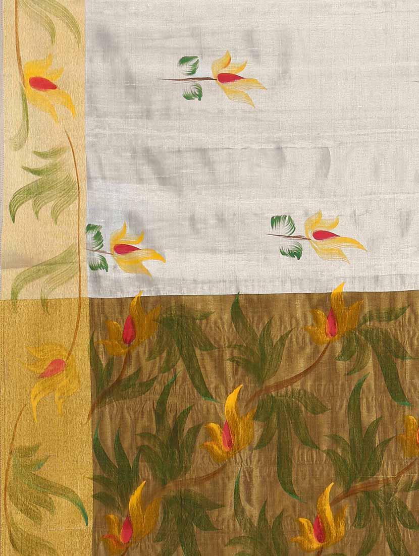 The Chennai Silks cream saree with blouse - 14454387 - Zoom Image - 3