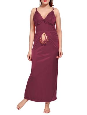 purple colored robe & nighty set - 14455174 - Standard Image - 3