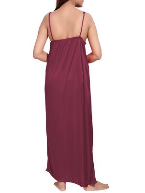 purple colored robe & nighty set - 14455174 - Standard Image - 6