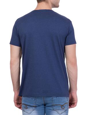 navy blue cotton chest print tshirt - 14455669 - Standard Image - 3