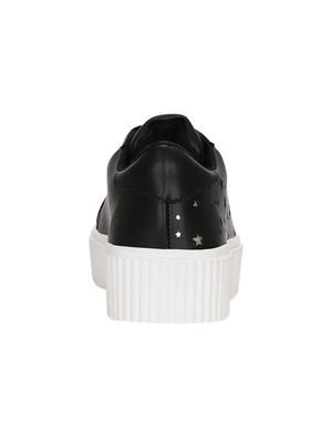 black faux leather laceup sneakers - 14457884 - Standard Image - 3