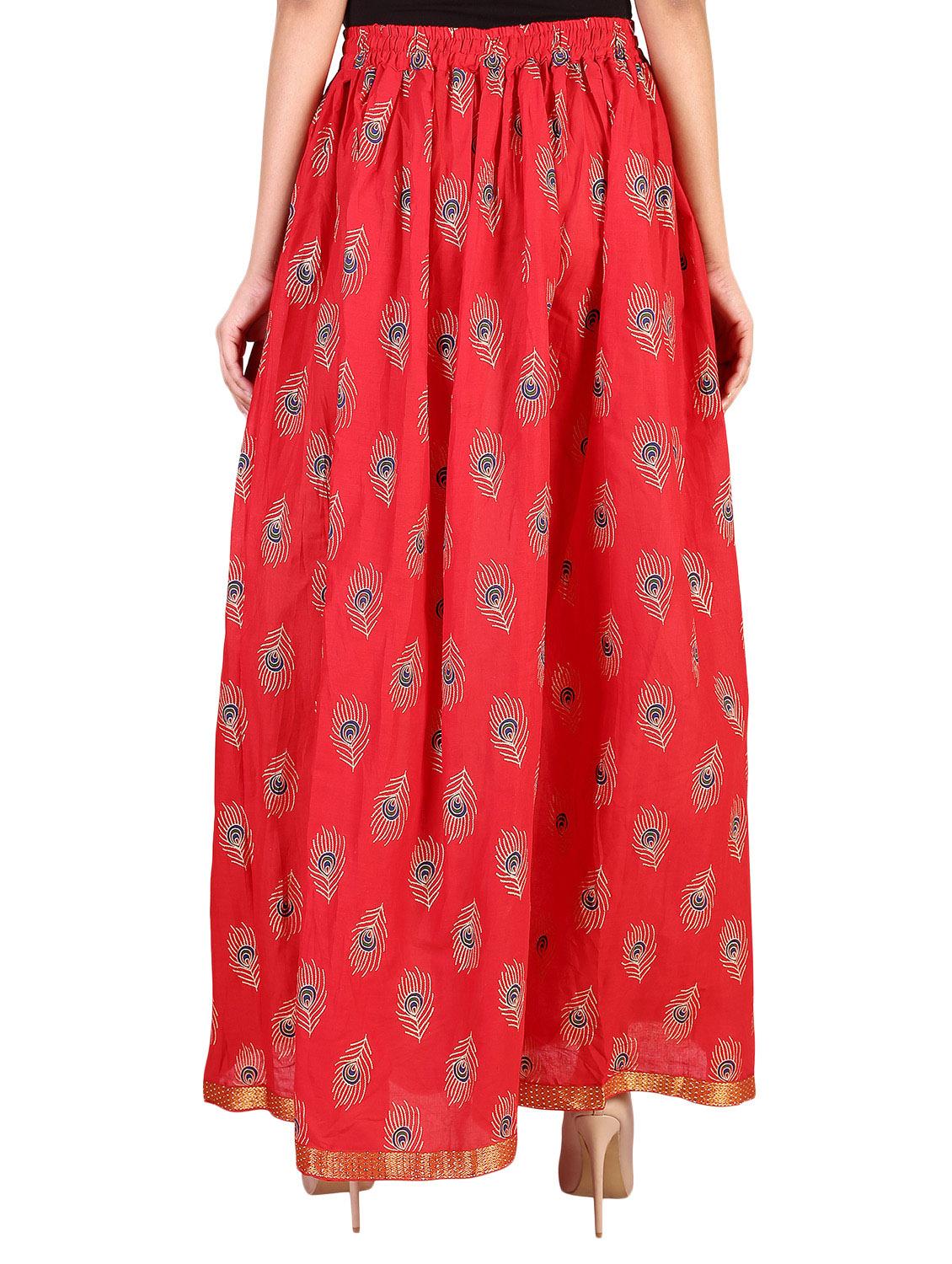 red rayon flared skirt - 14458917 - Zoom Image - 3