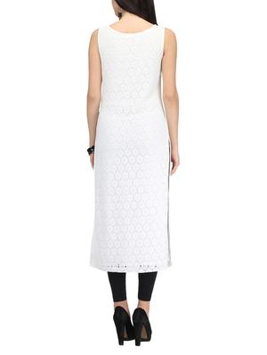 white net straight kurta - 14461862 - Standard Image - 3