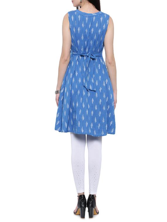 blue cotton a-line kurta - 14462366 - Zoom Image - 3