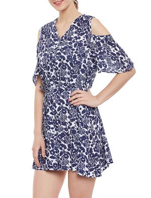 navy blue printed dress - 14462523 - Standard Image - 3