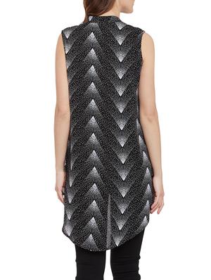 black printed asymmetrical top - 14462579 - Standard Image - 3